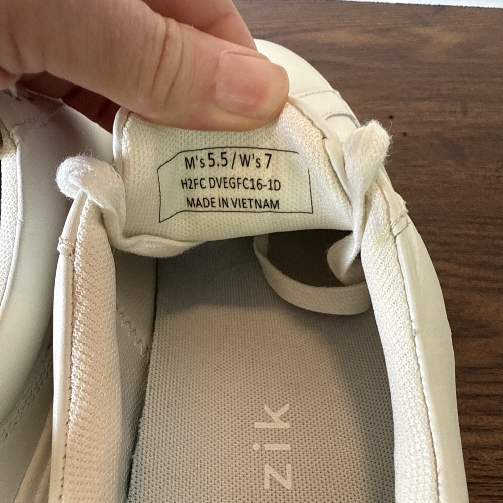 Kizik Womens Vegas Floral Sneaker Size 7 Cream Leather Hands Free Slip On Shoe - Picture 5 of 9